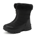 Botas de media pantorrilla para mujer con cremallera frontal y forro polar