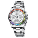 Fashion Steel Band Business Ladies Trend Colored Diamond Watch - Dazpy