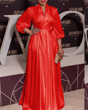 Women's High-Waist V-Neck Long Dress
