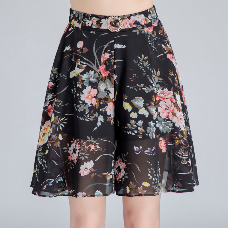 Damen Sommer Chiffon Shorts mit weitem Bein