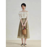 Elegant High-Waist A-Line Mid-Calf Skirt for Women