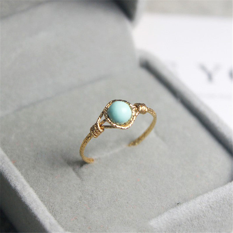 Fashion Natural Turquoise Handmade Ring - Dazpy