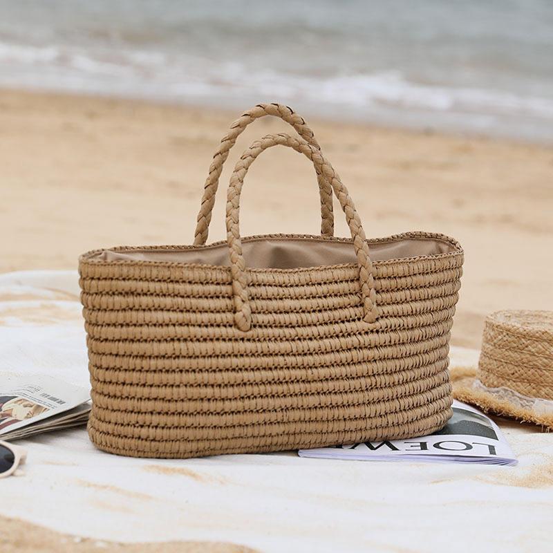 Bolsa de playa tejida a mano con paja