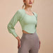 Damen Retro Langarm Yoga Shirt - Sportliches Fitness Top im Zweiteiler Look