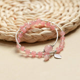 Double Circle Bracelet With Leaf Pendant - Dazpy