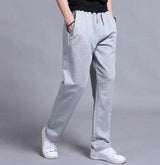 Men's Cotton Trousers Straight Casual Oversized Knit Sweatpants Loose Running Pants