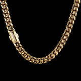 Stainless Steel Encrusted Zircon Spring Buckle Cuban Chain - Dazpy