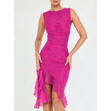 Elegant Backless Ruffle Midi Dress