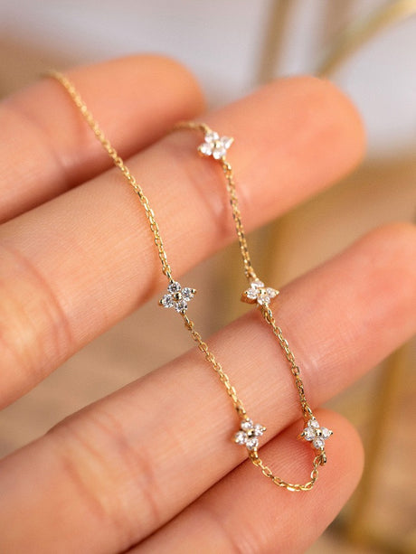 Female S925 Silver Plated 18K Gold Zircon Bracelet - Dazpy