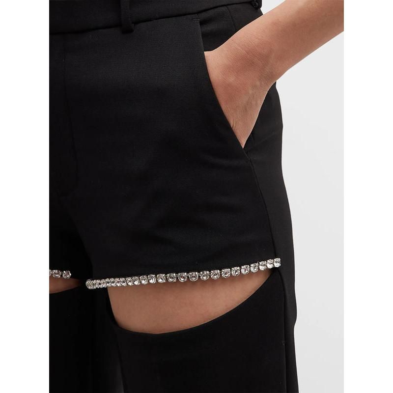 High Waist Spliced Diamond Wide Leg Pants