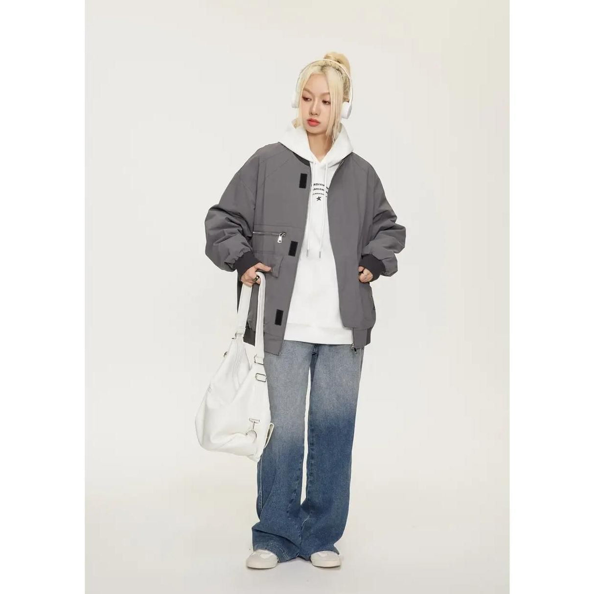 Streetwear Women's Bomber Jacket with Pockets