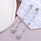 Five-pointed Star Inlaid Zircon Long Chain Earrings - Dazpy