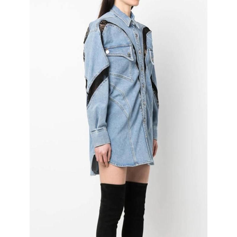 Fashionable Women's Summer Lace-Detailed Denim Jacket