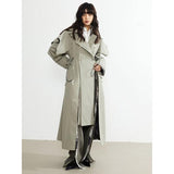 Women's Double-Breasted Trench Coat with Irregular Hem