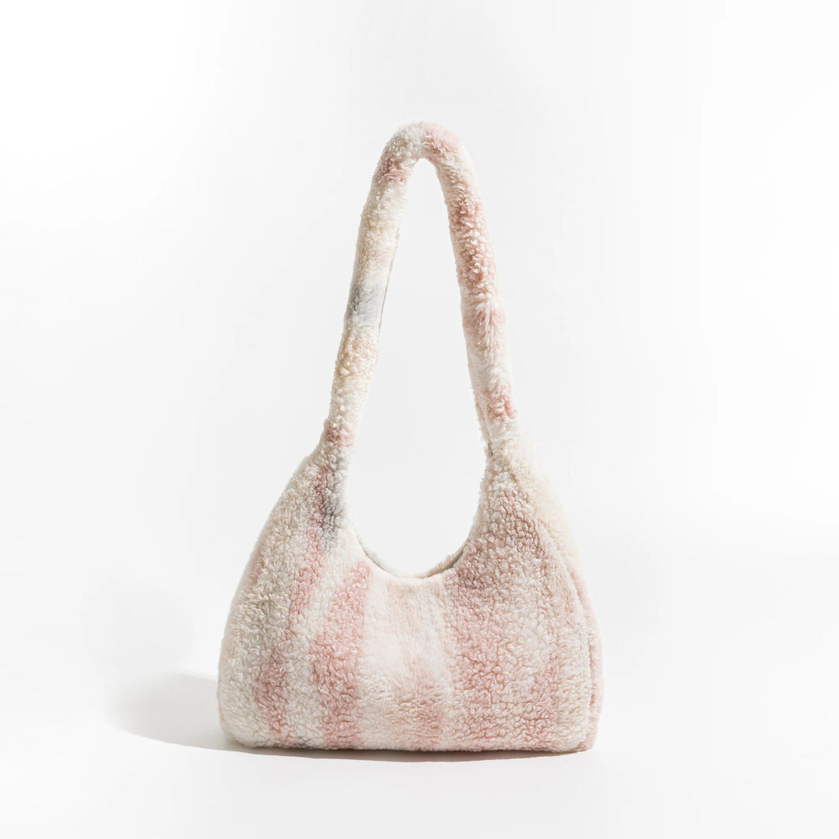 Trendy gestreifte Hobo-Tasche aus Kunstpelz für die Achseln