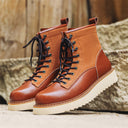 Botas de moto de cuero hechas a mano para hombre