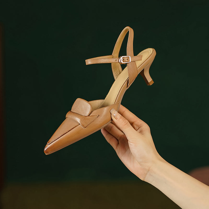 Elegante Slingback Heels aus Leder – Spitz zulaufende High Heels für Damen im Sommer 2023