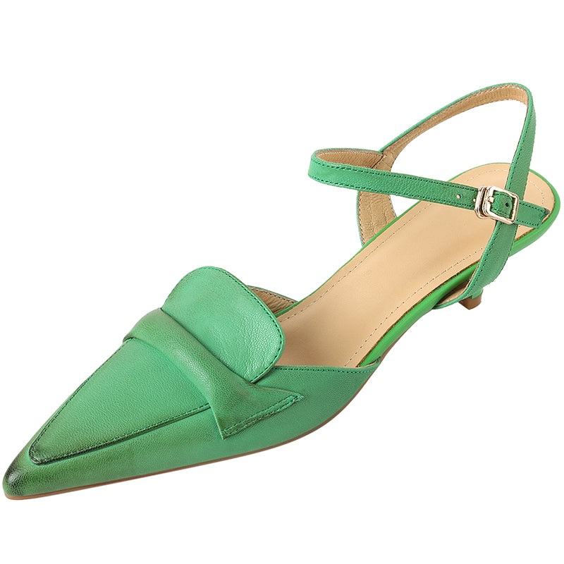 Elegant Leather Slingback Heels - Summer 2023 Women's Pointed High Heels