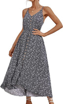 Vestido midi de tirantes con cuello en V para mujer