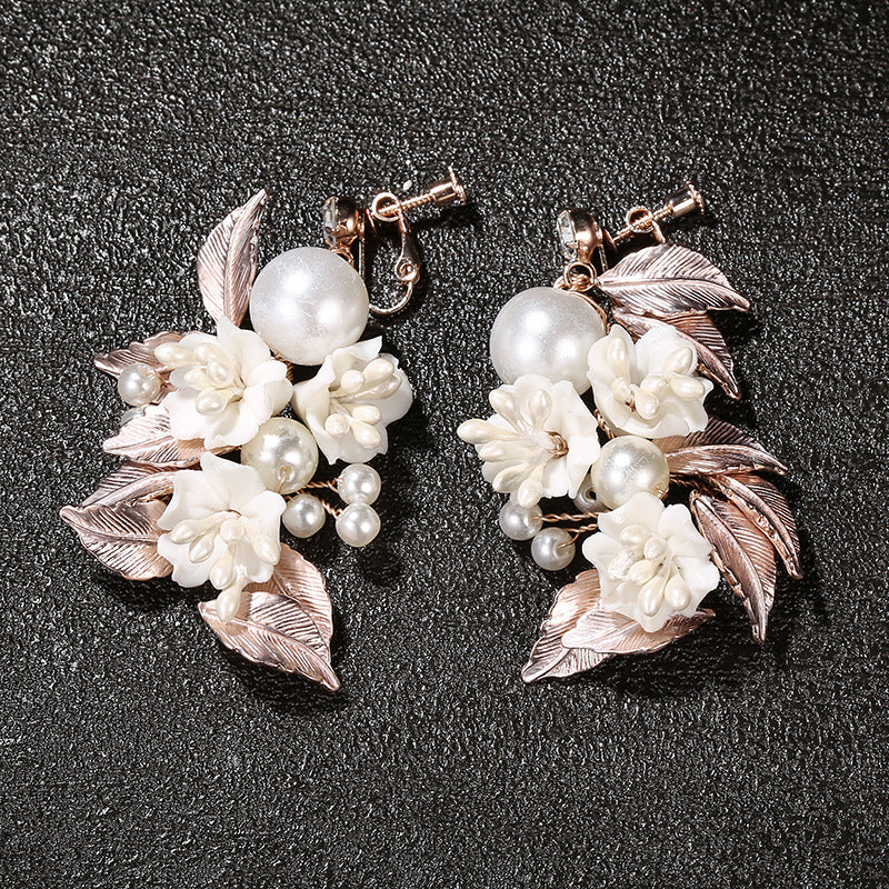 Female Pearl Bride Ceramic Earrings - Dazpy