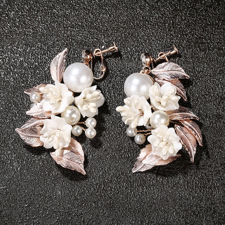 Female Pearl Bride Ceramic Earrings - Dazpy