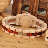 Bracelet Buckle Octagon Face Diamond Ladies Wooden Watch - Dazpy