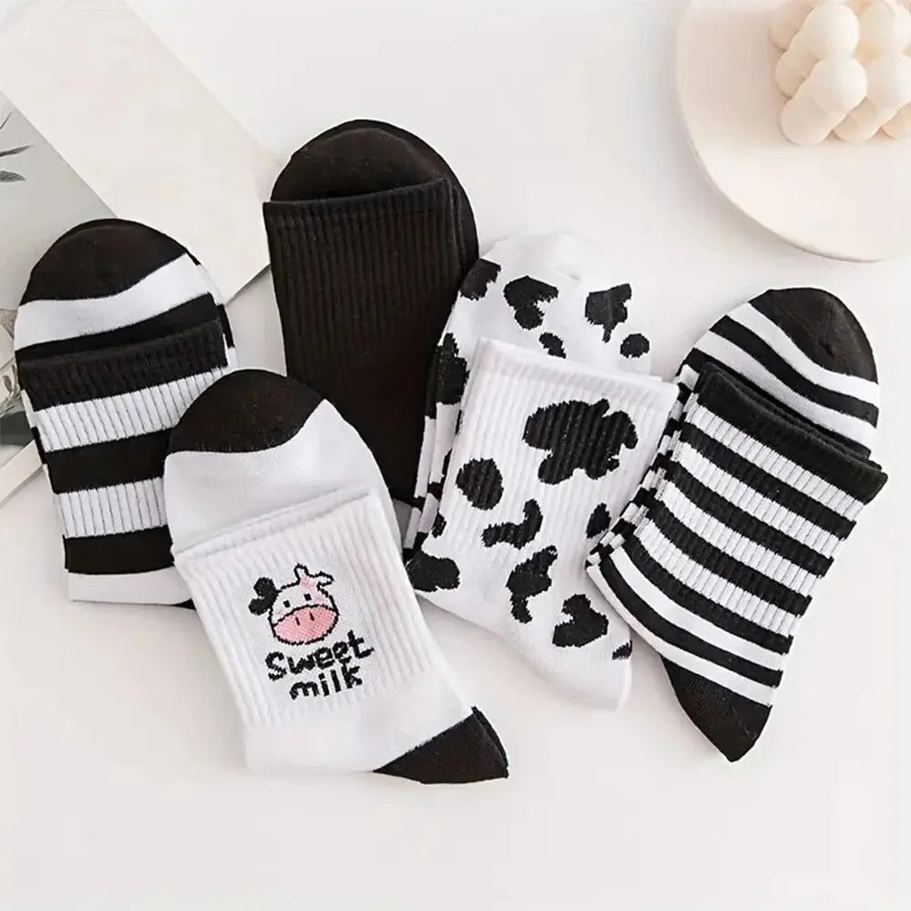 5 Pairs Cute Cartoon Printed Women's Ankle Socks