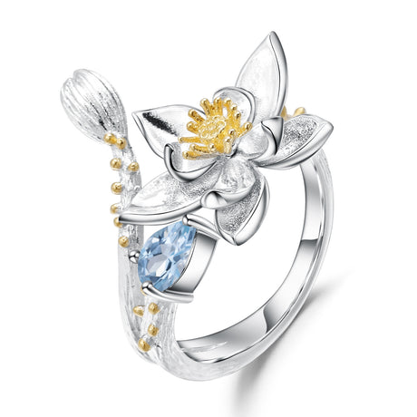 Ring Inlaid With Gem Natural Wind Flowers - Dazpy