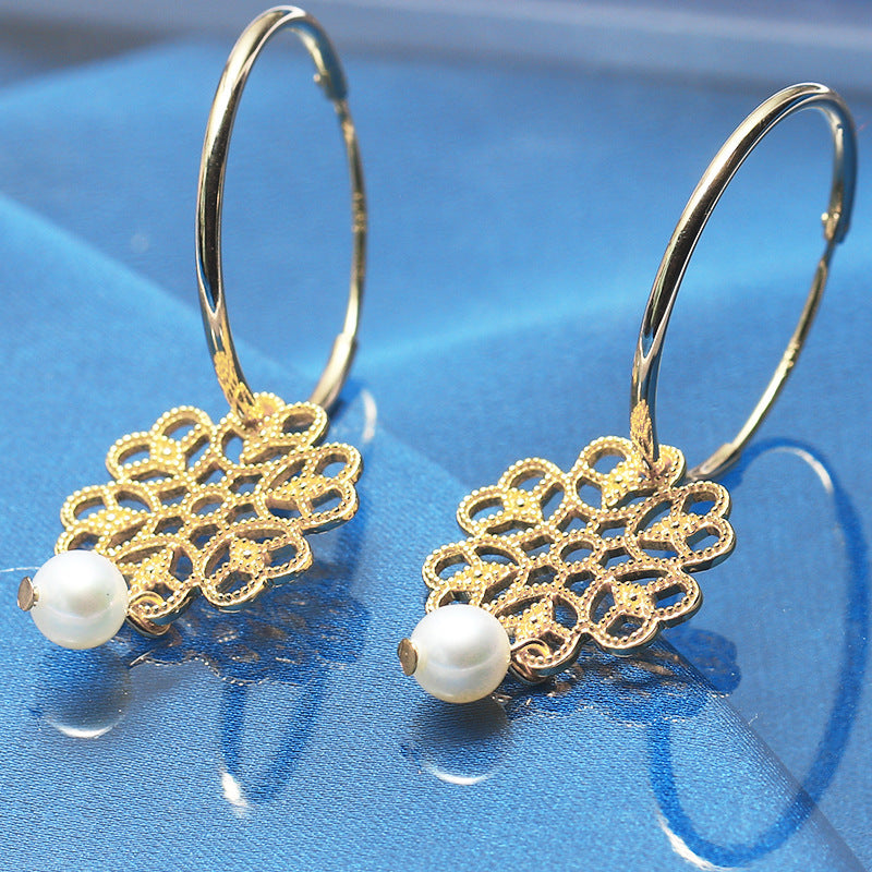 Baroque Retro Hollow Pearl Earrings For Women - Dazpy