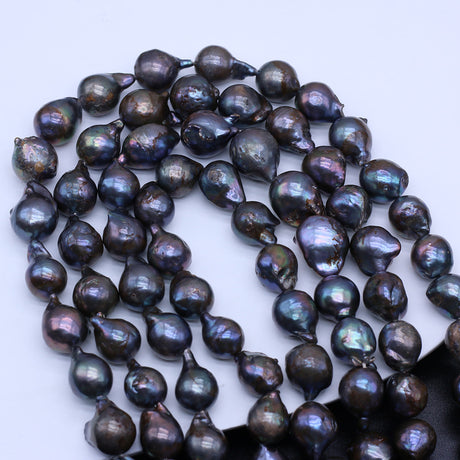 Natural Fresh Water Pearl Black Irregular Round 12-13mm - Dazpy