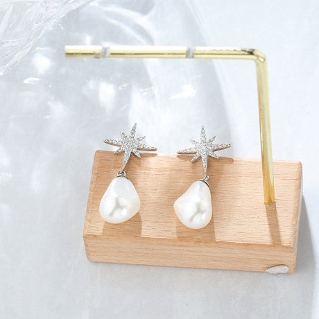 Sterling Silver Baroque Pearl Earrings For Women - Dazpy