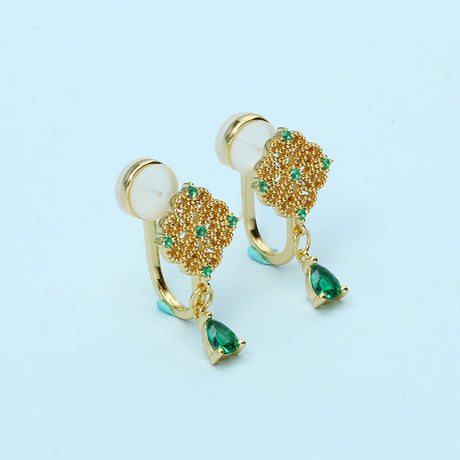 Emerald Zirconium Ear Clip Without Ear Hole - Dazpy