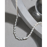 Design Natural Freshwater Pearl Bead Stitching S925 Sterling Silver Clavicle Chain Necklace For Women - Dazpy