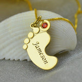 Personalized Name Necklace For Mother Custom Stainless Steel Baby Feet - Dazpy