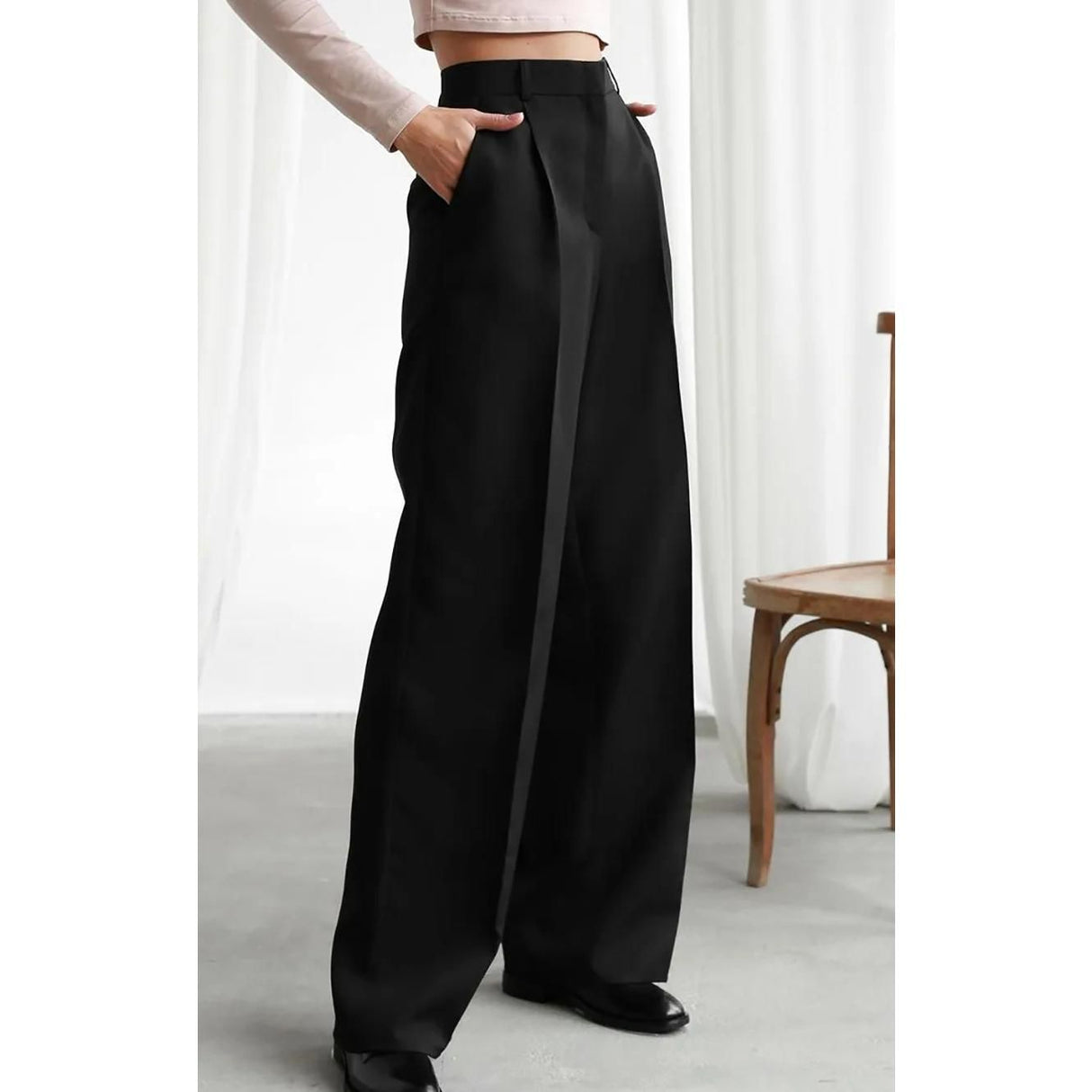 Elegante Palazzo-Hose mit hoher Taille und weitem Bein für Damen