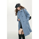 Abrigo de mujer con cuadros azules vintage