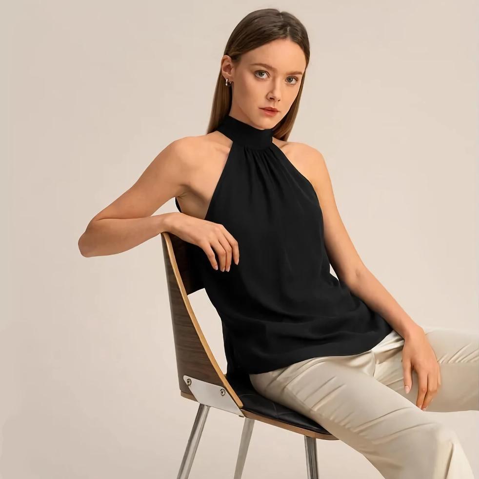 Neckholder-Tanktop aus Seide für Damen