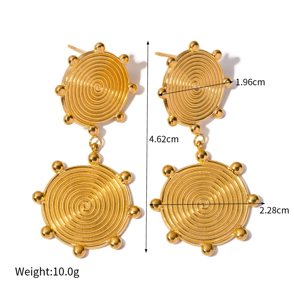 Luxury Temperament Disc Textured Threaded Earring