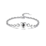 Women's Hollow Heart Projection Sterling Silver Bracelet - Dazpy