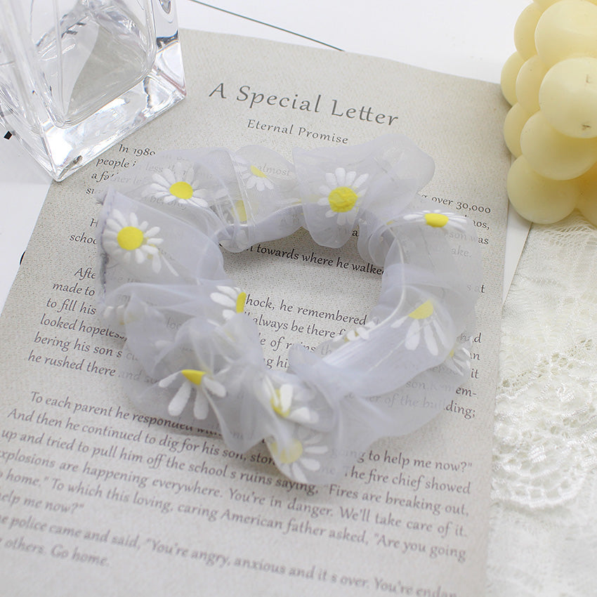 Korean Chic Handmade Embroidery Daisy Elastic Hair Bands