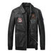 Men's Lapel Embroidery Craft Casual Leather Jacket