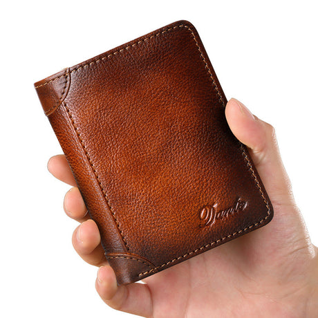 Men's Leather RFID Anti-theft Brush Retro Wallet - Dazpy