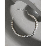 Pearl Rice Spliced S925 Sterling Silver Bracelet Female - Dazpy