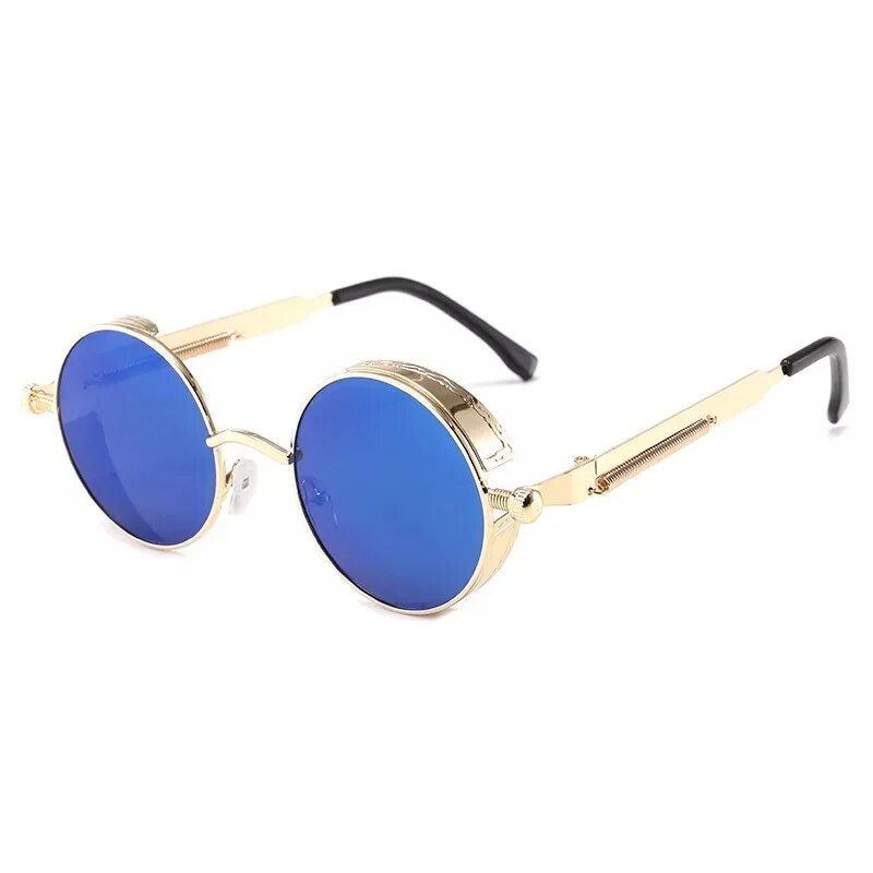 Luxuriöse, runde Steampunk-Sonnenbrille für Damen und Herren