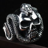 Mens Vintage Personalised Python Skull Ring - Dazpy