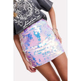 High Waist Glitter Sequin Mini Skirt