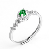 Emerald Green Ice Jade Ring Fashion Men's Ring Women's Adjustable - Dazpy