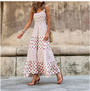 Vestido acampanado con tirantes y estampado para mujer