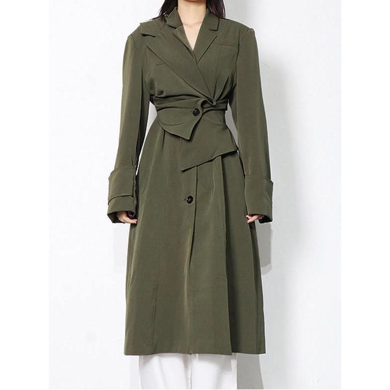 Elegant High Waist Windbreaker Trench Coat