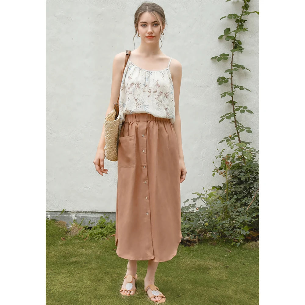 Elegant Cotton Linen Maxi Skirt